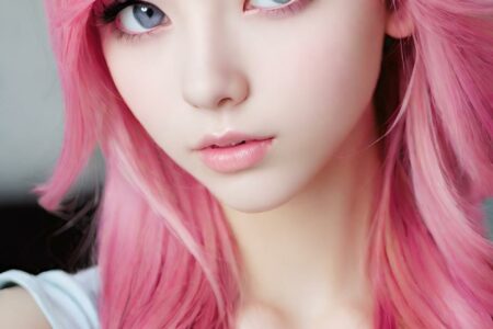 AI girl with pink hair wallpaper