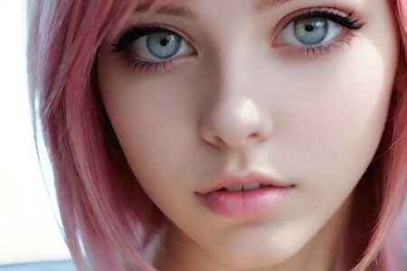 AI girl with pink hair wallpaper