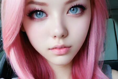 AI girl with pink hair wallpaper