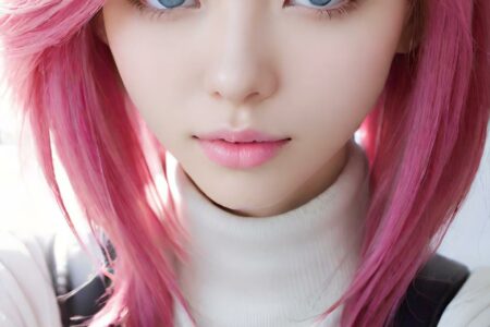 AI girl with pink hair wallpaper