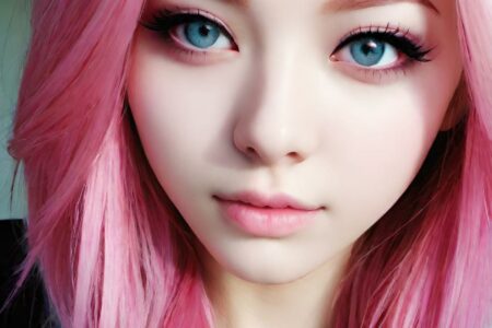 AI girl with pink hair wallpaper