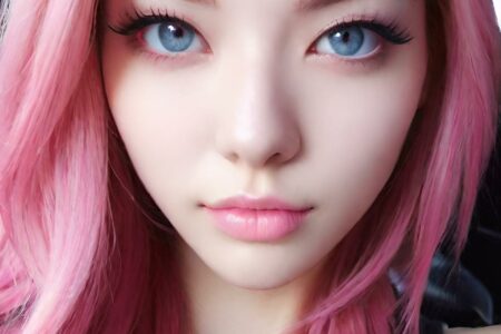 AI girl with pink hair wallpaper