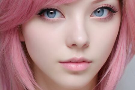 AI girl with pink hair wallpaper