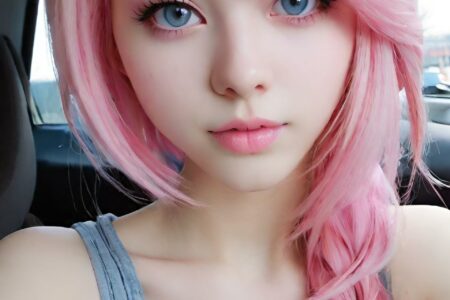 AI girl with pink hair wallpaper