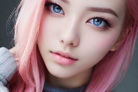 AI girl with pink hair wallpaper