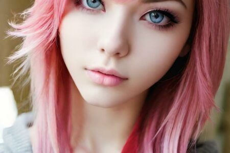 AI girl with pink hair wallpaper