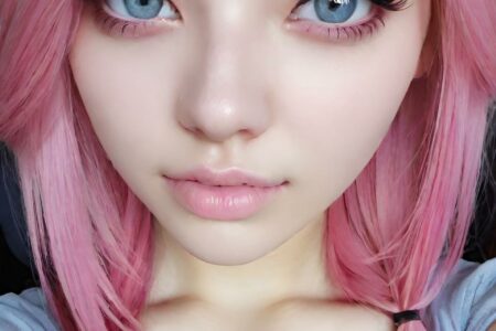 AI girl with pink hair wallpaper
