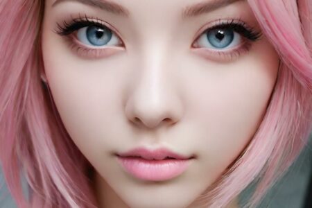 AI girl with pink hair wallpaper
