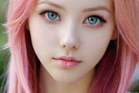 AI girl with pink hair wallpaper
