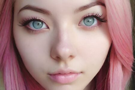 AI girl with pink hair wallpaper