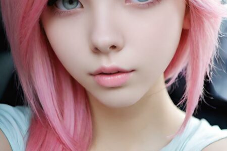 AI girl with pink hair wallpaper