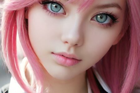 AI girl with pink hair wallpaper