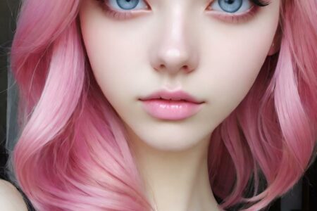 AI girl with pink hair wallpaper