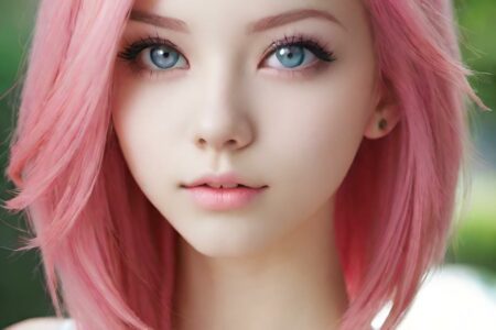 AI girl with pink hair wallpaper