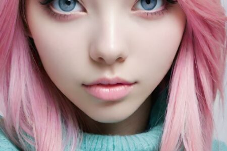 AI girl with pink hair wallpaper