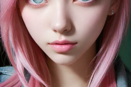 AI girl with pink hair wallpaper