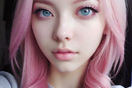 AI girl with pink hair wallpaper