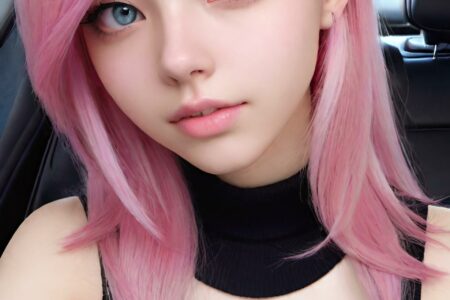 AI girl with pink hair wallpaper