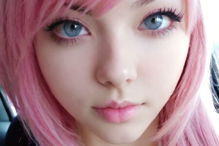 AI girl with pink hair wallpaper