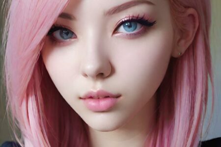 AI girl with pink hair wallpaper