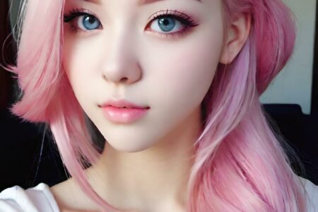 AI girl with pink hair wallpaper