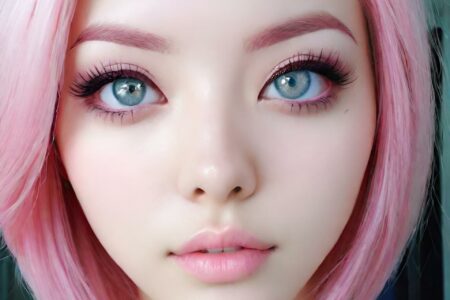 AI girl with pink hair wallpaper
