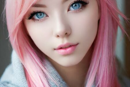 AI girl with pink hair wallpaper