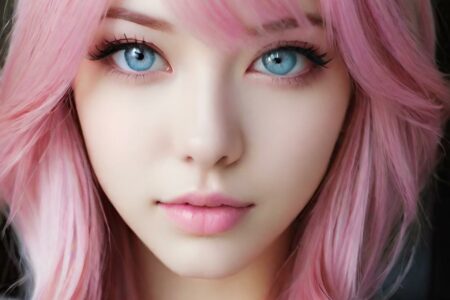 AI girl with pink hair wallpaper