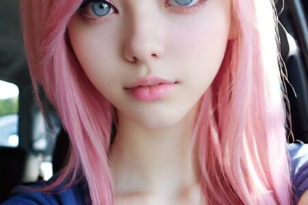 AI girl with pink hair wallpaper
