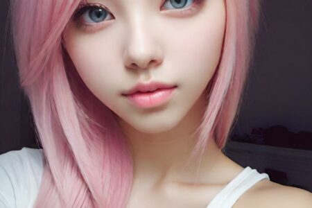 AI girl with pink hair wallpaper