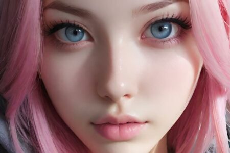 AI girl with pink hair wallpaper