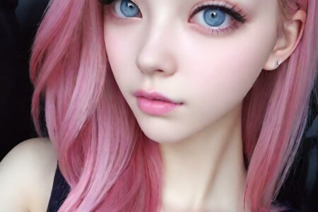 AI girl with pink hair wallpaper