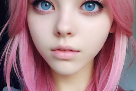 AI girl with pink hair wallpaper