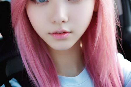 AI girl with pink hair wallpaper