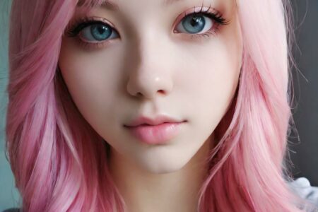 AI girl with pink hair wallpaper