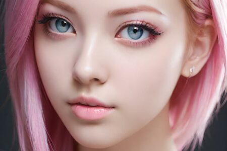 AI girl with pink hair wallpaper