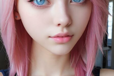 AI girl with pink hair wallpaper