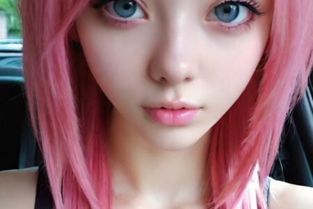 AI girl with pink hair wallpaper