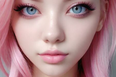 AI girl with pink hair wallpaper