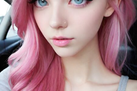 AI girl with pink hair wallpaper