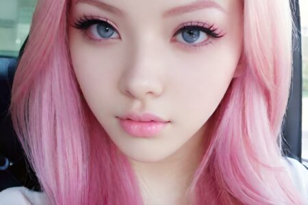 AI girl with pink hair wallpaper