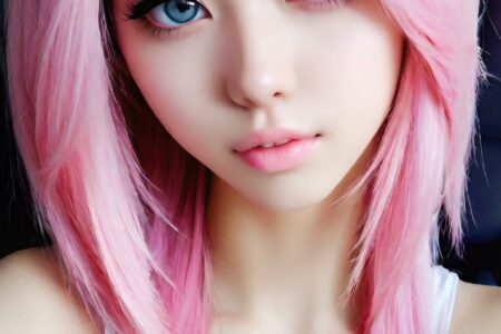 AI girl with pink hair wallpaper
