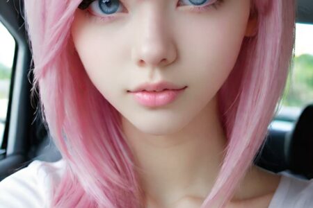 AI girl with pink hair wallpaper