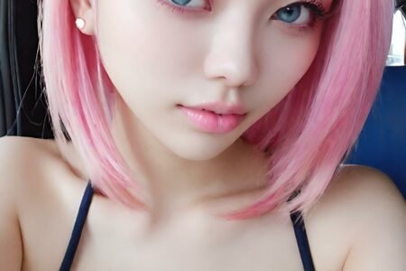 AI girl with pink hair wallpaper