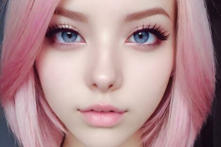 AI girl with pink hair wallpaper