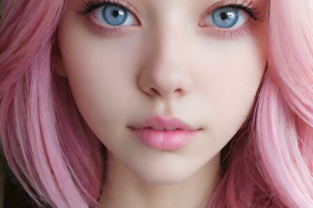 AI girl with pink hair wallpaper