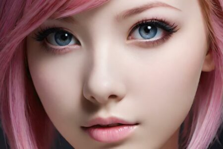 AI girl with pink hair wallpaper