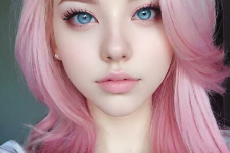 AI girl with pink hair wallpaper