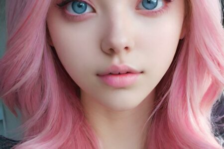 AI girl with pink hair wallpaper