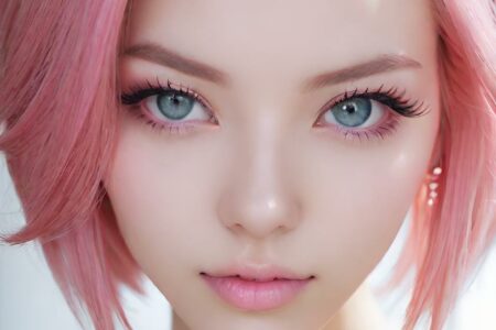 AI girl with pink hair wallpaper